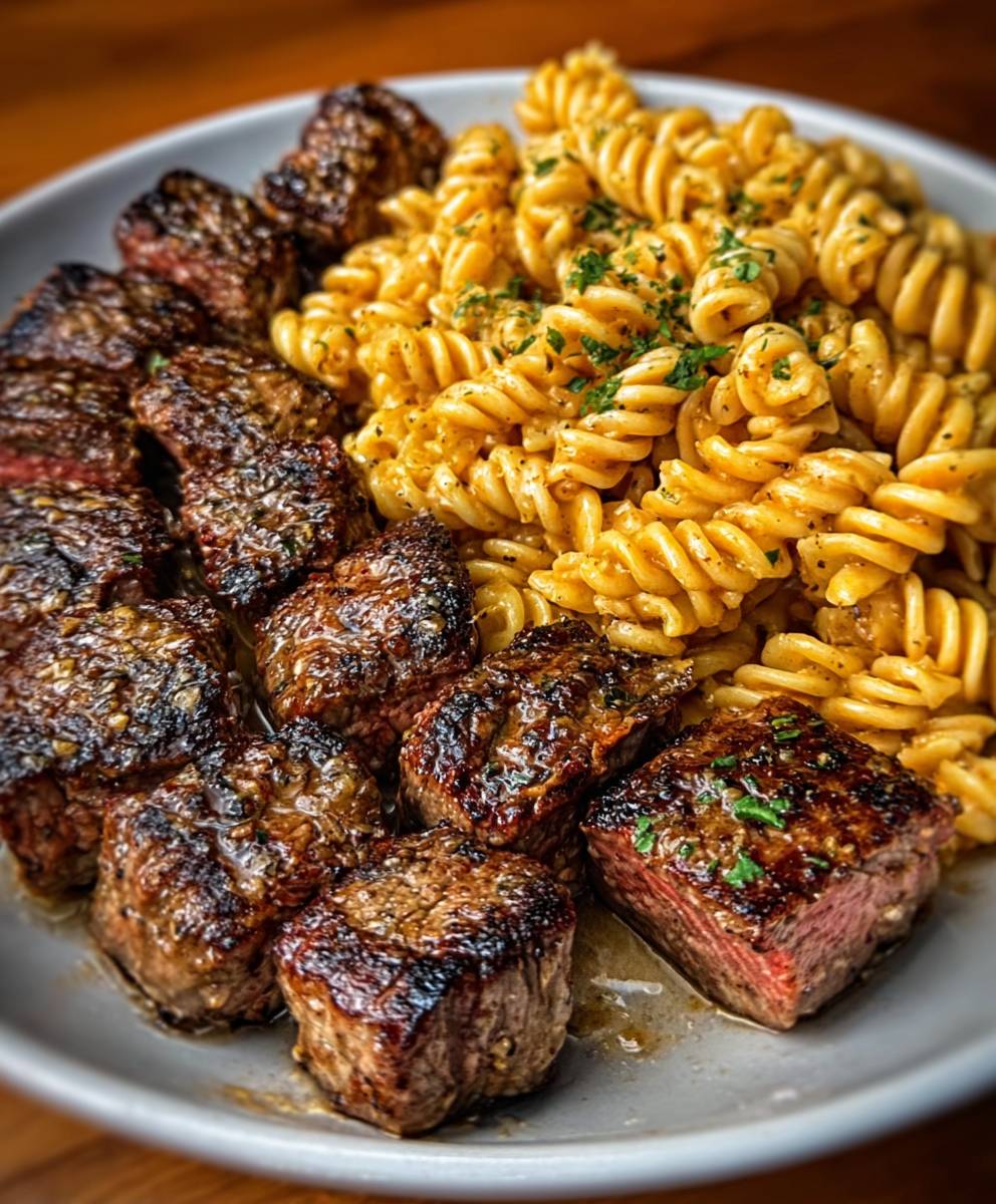 Garlic Butter Steak Pasta