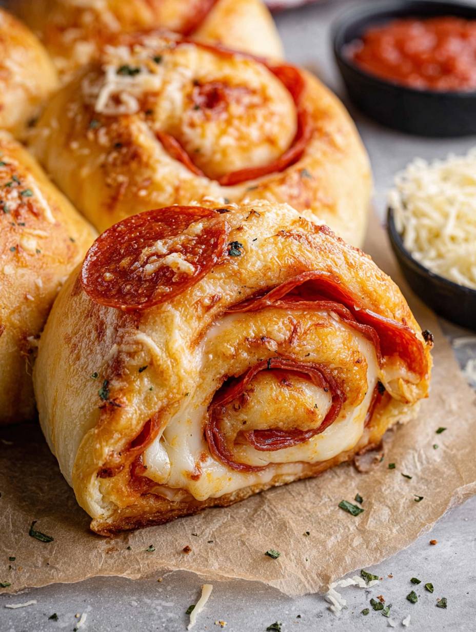 Buttery Cheesy Pepperoni Rolls