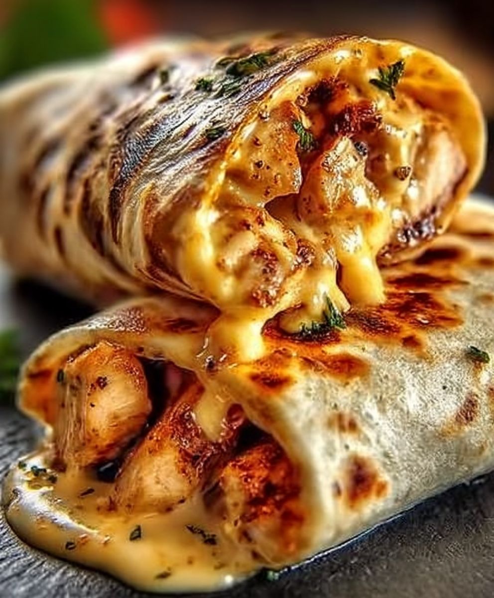 Cheesy Garlic Chicken Wraps