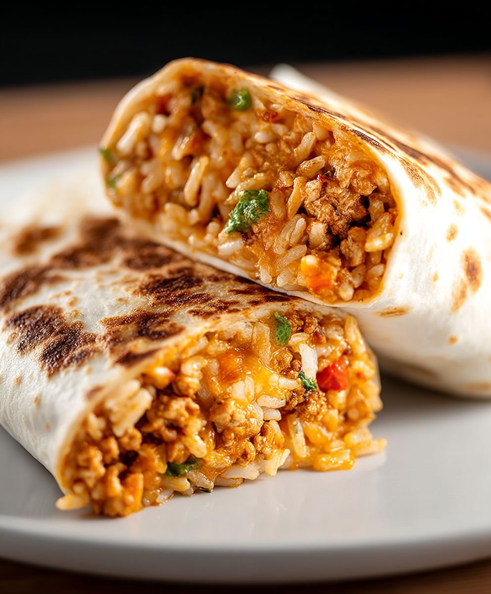 Cheesy Ground Chicken Burritos