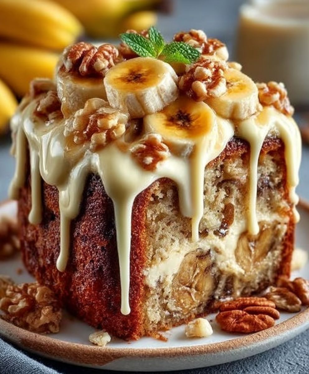 Vanilla Banana Walnut Cake