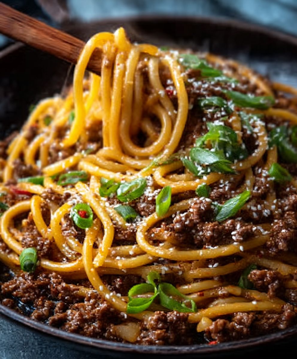Mongolian Ground Beef Noodles