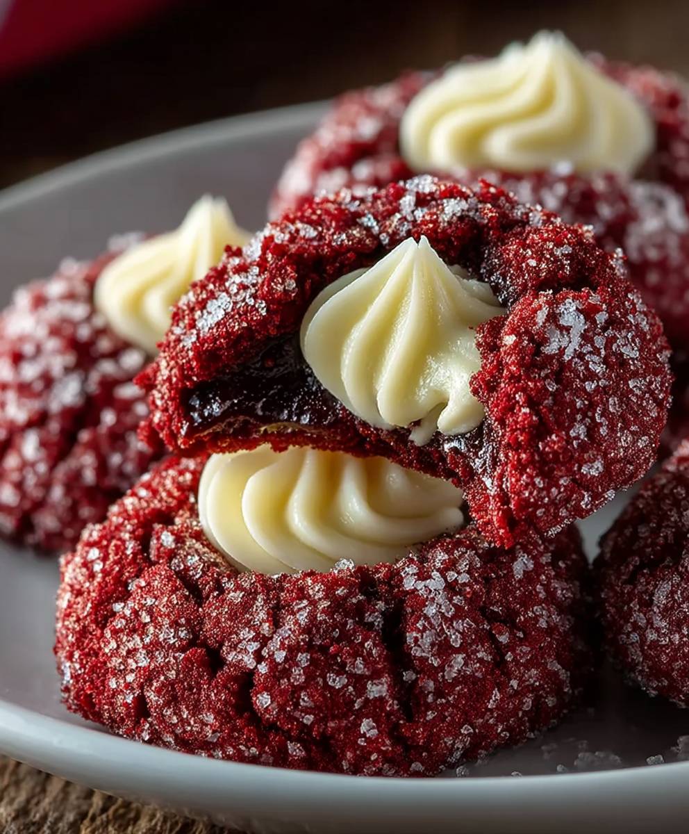 Red Velvet Thumbprint Cookies