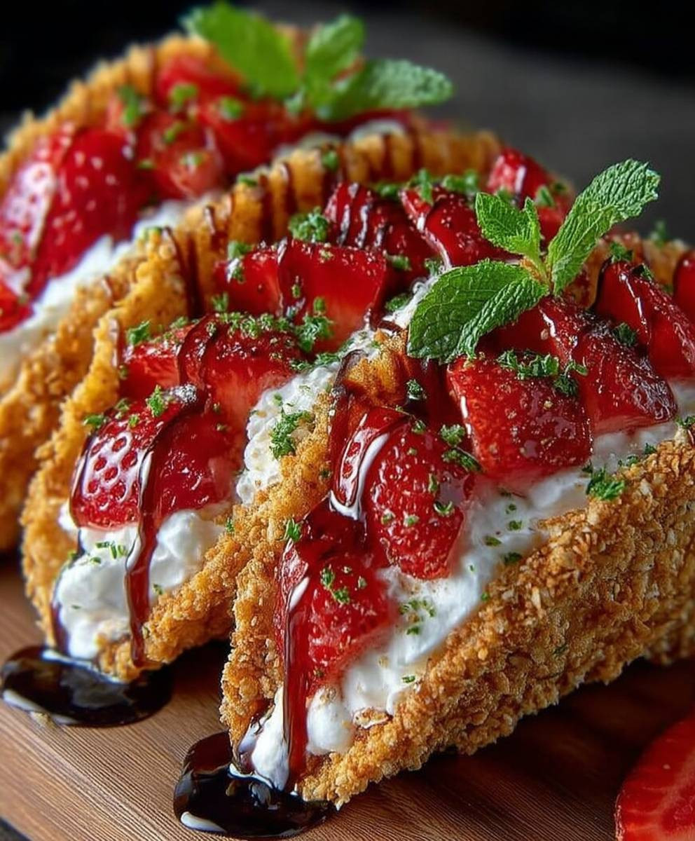 Strawberry Crunch Cheesecake Tacos