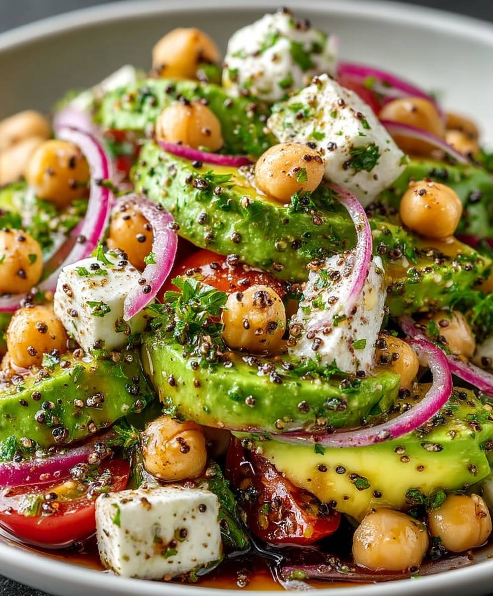 chickpea feta avocado salad