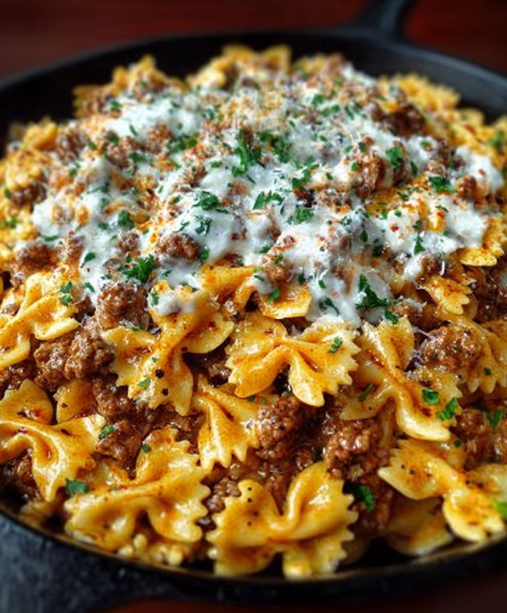 Cajun Cream Cheese Alfredo Bowties with Spiced Ground Beef image 2