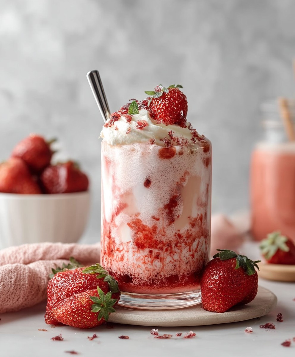 Cafe Style Korean Strawberry Milk | Creamy Fresh Homemade Drink Recipe image 2