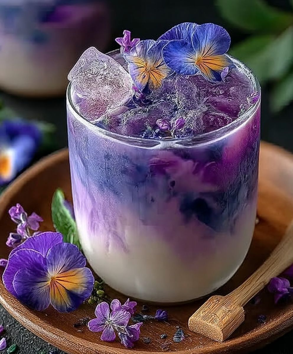 Iced Butterfly Pea Flower Tea Latte | Beautiful Color Changing Drink Recipe image 2